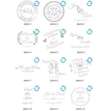 Ejemplos de diseño de grabado con motivo de boda